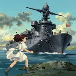 Attack on Pearl Harbor art in the style of Hayao Miyazaki