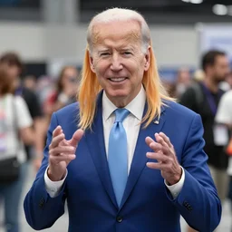 female joe biden cosplayer at comicon, 8 k photo, tiktok, instagram