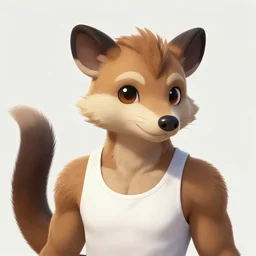 character portrait of a male anthro opossum fursona with a tail and a cute beautiful attractive detailed furry face wearing a tanktop and slacks with arm tattoos. Character design by charlie bowater, ross tran, artgerm, and makoto shinkai, detailed, inked, western comic book art