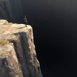 a man standing on the edge of a cliff that drops into a black void, 4k digital art, trending on artstation