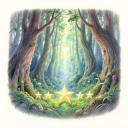 Intricate five star Ethereal Fairy Forest by greg rutkowski, Colored pencil on paper, high detail, skin texture, photo realistic, hyperrealism,matte finish, high contrast, 3d depth, masterpiece, vivid and vibrant colors, Prismacolor Pencils,artstationhd