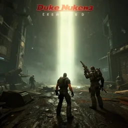 duke nukem 3 d remastered, the first level, volumetric light, fog, ultra detailed, raycasting effects, unreal engine 5, beautiful