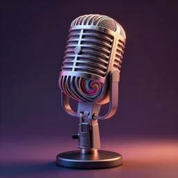 realistic microphone, concept art, matte painting, octane render,beautifully backlit, swirly vibrant color lines, fantastically gaudy,