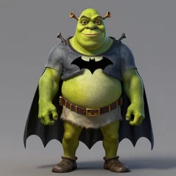 concept art of shrek as batman, bat shrek, dc hired shrek to be batman