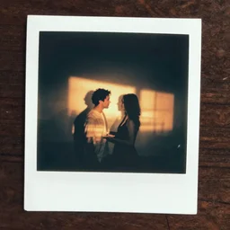 old polaroid of a deformed vhs footage of lovers