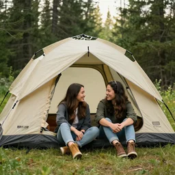 a cute couple camping in northern maine