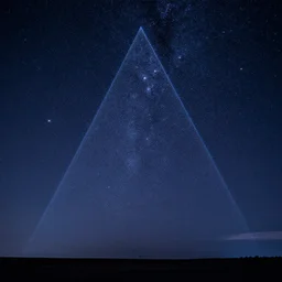 long exposure shot of the night sky, vivid, triangular