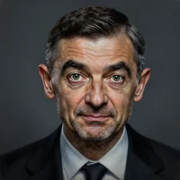 portrait of mr bean, gritty, dark, very detailed, hyperrealistic, very detailed painting by Glenn Fabry, by Joao Ruas