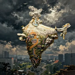 photograph of the impacts of climate change across India, realism, Surrealist art style, artstation, digital painting, cinematic, concept art, 35mm grain filter