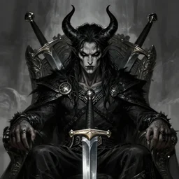 Lord from hell on the throne, black eyes, swords, high detailed face, league of legends wallpapers, piotr jablonski, greg rutkowski