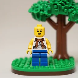minifigure of an wild standing on a grassy plinth with a model tree in the background, depth of field, dslr, 8k, hand painted