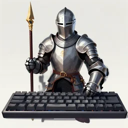a keyboard warrior as a knight