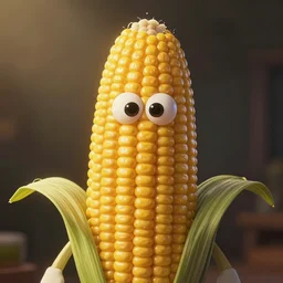 a photoreal image of the character Doug from the tv show Doug as anthropomorphic corn.