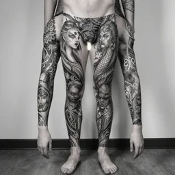full body monochromatism tattoo