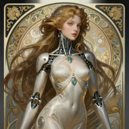 beautiful cyborg girl, fantasy, intricate, elegant, highly detailed, digital painting, artstation, concept art, wallpaper, smooth, sharp focus, illustration, art by artgerm and greg rutkowski and alphonse mucha