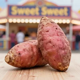 two sweet sweet sweet potatoes at a funfair