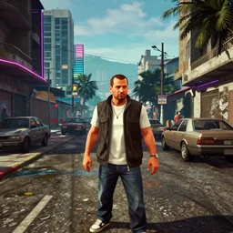 a 3 d game like gta v in guatemala city with cyberpunk aesthetic and storytelling