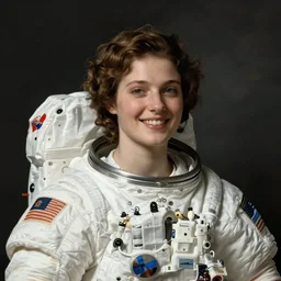 asthetic!   astronaut medium shot portrait  female beautiful smiling, by William-Adolphe Bouguereau.