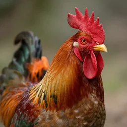 portrait of a rooster, solarpunk