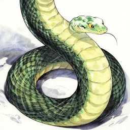 a naga, serpent lower torso, kentaro miura art style