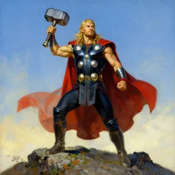 thor holding the hammer, stay on mountain, marvel, artwork by nicholas roerich,