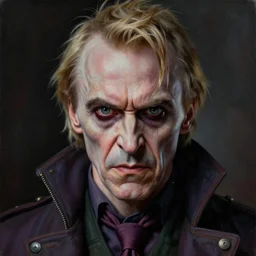 portrait painting of a angry evil dieselpunk ralph fiennes as voldemort without nose, sharp focus, award - winning, trending on artstation, masterpiece, highly detailed, intricate. art by josan gonzales and moebius and deathburger