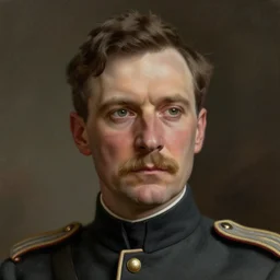 Portrait of a British WWI officer, male, detailed face, 20th century, highly detailed, cinematic lighting, digital art painting by greg rutkowski