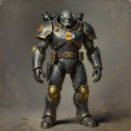 full body portrait of a zerg overlord from star craft as the dictator of the los angeles lakers in full military garb, oil on canvas by william sidney mount, trending on artstation