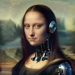 a close - up portrait of a cyberpunk cyborg girl, by leonardo davinci and rembrandt, rule of thirds