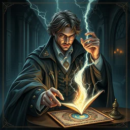 magician tarot cards, harry james potter and the lightning grimoire, realistic smooth detailed artwork, intricate lines, concept art, scene art, by stephan pui - mun law, station, star harry james potter, by rebecca yanovskaya. - n 4