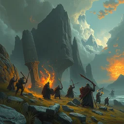 close up view of a landscape war, people against beautiful necromancers, artstation, by bruce brenneise