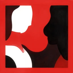 abstract flat illustration, solid color using only red black and white