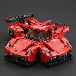 red futuristic sports car built entirely using lego, 3 d render, unreal engine trending on artstation, top selection on unsplash.
