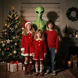 my family as an alien.  Xmas, 80s. Creepy mug shot family photo