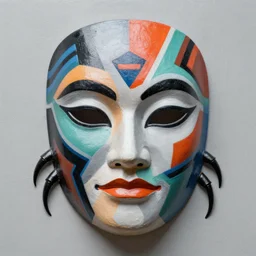 Vega Mask and Claw Painting by Sachin Teng, asymmetrical, Organic Painting , Matte Painting,  geometric shapes, hard edges, graffiti, street art,:2 by Sachin Teng:4