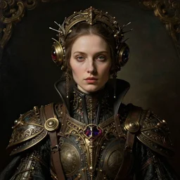beautiful closeup portrait of woman wearing raypunk ornate avantgarde alien fashion concept art by hieronymus bosch, baroque painting, perfect center composition, detailed octane render trending on artstation artgerm, 8 k artistic photography, volumetric cinematic perfect light, chiaroscuro, masterpiece, raphael, caravaggio, beksinski, rutkowski