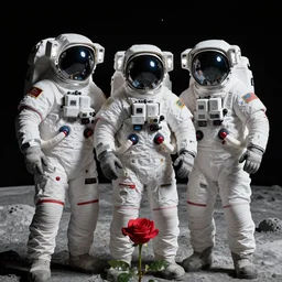 astronauts, moon, roses, cg, ultra hd, highly detailed by shinkai makoto