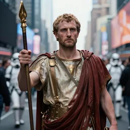 beware the ides of march, the assassination of julius caesar by stromtroopers in time square, in the style of vincenzo camuccini, hyperrealism, cinematic, bokeh