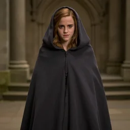 Emma Watson hiding underneath an invisibility cloak
