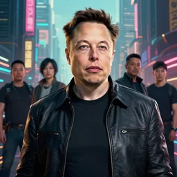 a beautiful portrait of elon musk in the streets of cyberpunk city. character design by cory loftis, fenghua zhong, ryohei hase, ismail inceoglu and ruan jia. artstation, volumetric light, detailed, rendered in octane