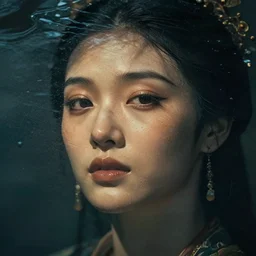 most beautiful ancient woman face inscribed in water, photorealistic, cinematic, dramatic lighting,