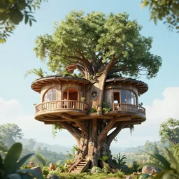 a futuristic treehouse