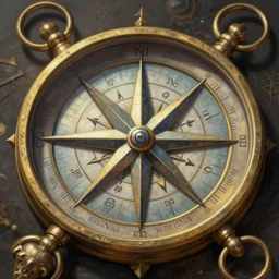 a detailed digital art of a fantasy star compass, by victo ngai and justin gerard, digital art, realistic painting, very detailed, sharp focus, fantasy, dnd, trending on artstation
