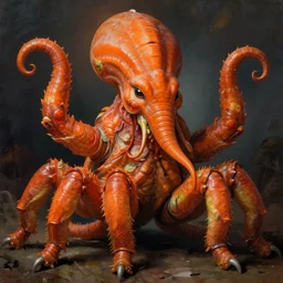zoological portrait of orange cthulhu by ken kelly