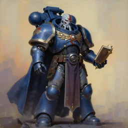 painting of kratos as a cloaked tech priest holding a book, adeptus mechanicus!, cybernetic enhancements attached to his body, praise the omnissaiah, zdzislaw beksinski, lewis jones, mattias adolfsson, warhammer 4 0 k!!, cold hue's, warm tone gradient background, concept art, digital painting