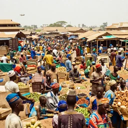 african starport in crowded african produce market