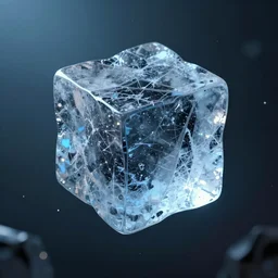 a cyberpunk ice cube floating in the sky, octane render, artistic, cinema 4 d, dark horror,