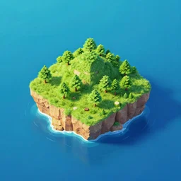 small isometric island in the ocean