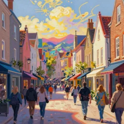 city town with lots of people by martin handford, nice colors