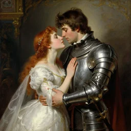 attractive arthur pendragon confesses his love for his attractive knight. highly detailed painting by gaston bussiere and j. c. leyendecker 8 k